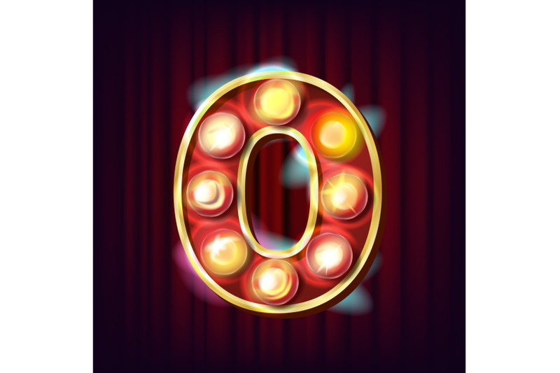 0-number-vector-zero-font-marquee-light-sign-realistic-retro-shine-lamp-bulb-3d-electric-glowing-digit-vintage-golden-illuminated-neon-light-carnival-circus-slot-style-alphabet-illustration
