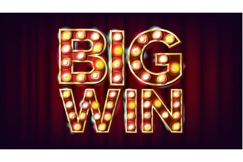 Big Win Banner Vector. Casino 3D Glowing Element. For Advertising