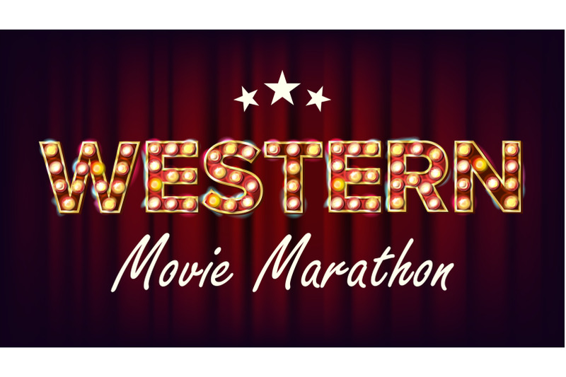 western-movie-marathon-sign-vector-theater-cinema-golden-illuminated-neon-light-for-festive-design-classic-illustration