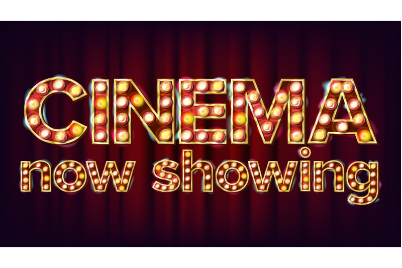 cinema-now-showing-banner-vector-cinema-glowing-lamps-for-concert-party-design-classic-illustration