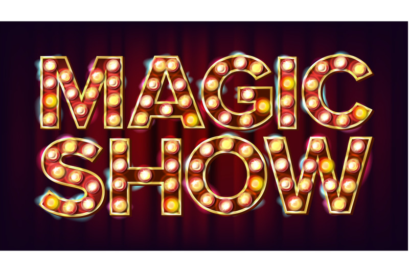 magic-show-banner-sign-vector-for-arts-festival-events-design-circus-3d-glowing-element-creative-illustration