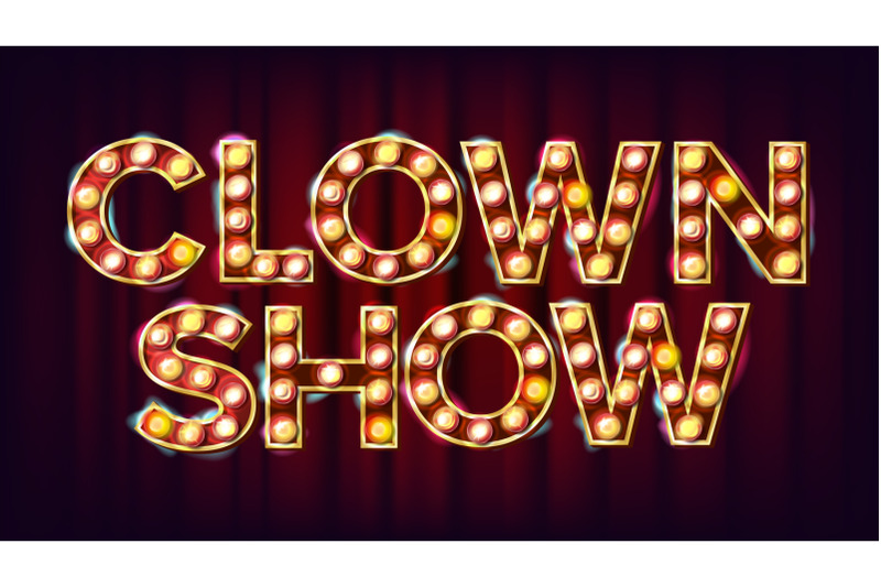 clown-show-banner-sign-vector-for-traditional-advertising-design-circus-lamp-background-festive-illustration