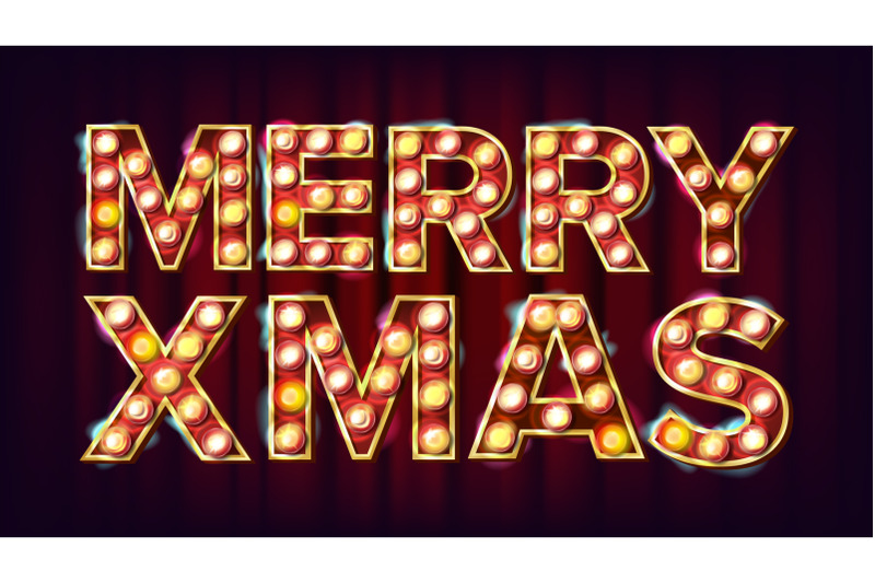 merry-christmas-sign-vector-carnival-circus-casino-style-poster-brochure-template-modern-christmas-advertising-illustration