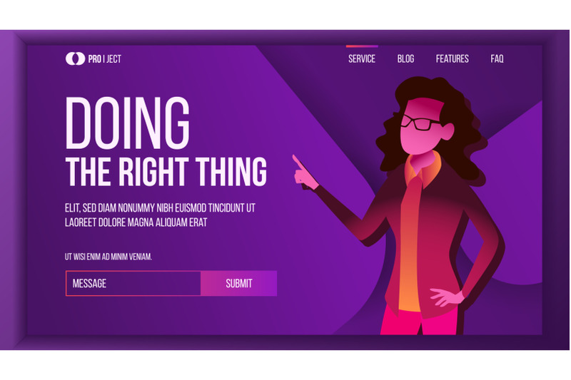 doing-the-right-thing-landing-page-concept-vector-woman-creative-idea-business-coworking-workflow-management-template-illustration