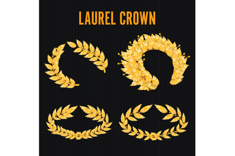 laurel-crown-set-greek-wreath-with-golden-leaves
