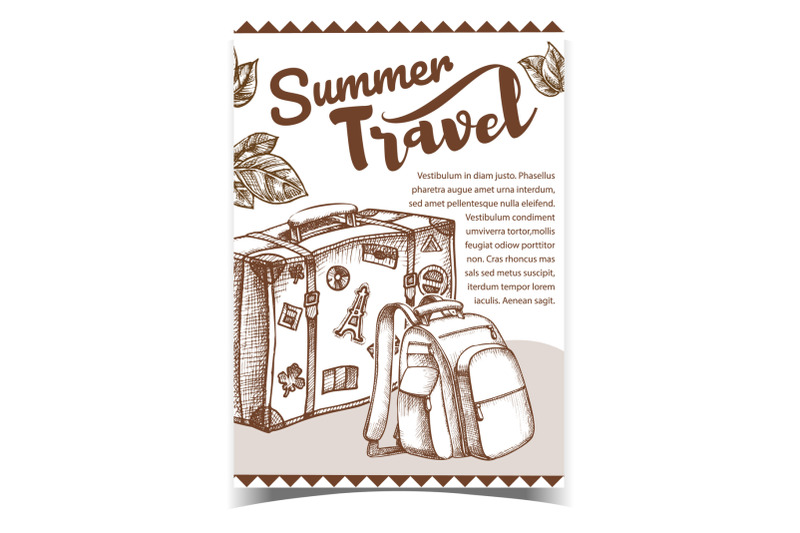 summer-travel-luggage-on-advertising-banner-vector