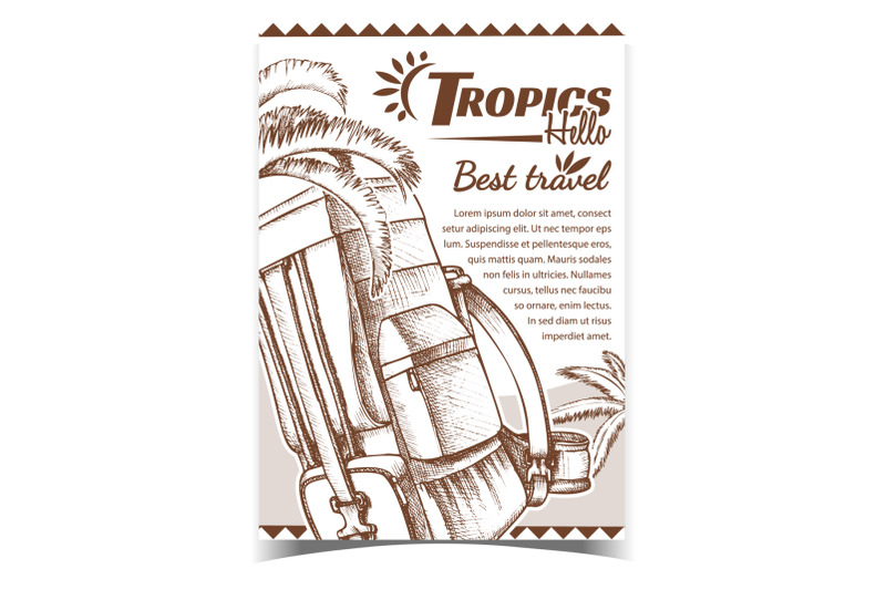 tropics-travel-tourist-backpack-banner-vector