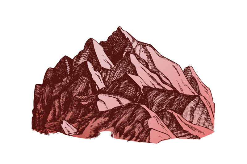 color-peak-of-mountain-crag-landscape-hand-drawn-vector