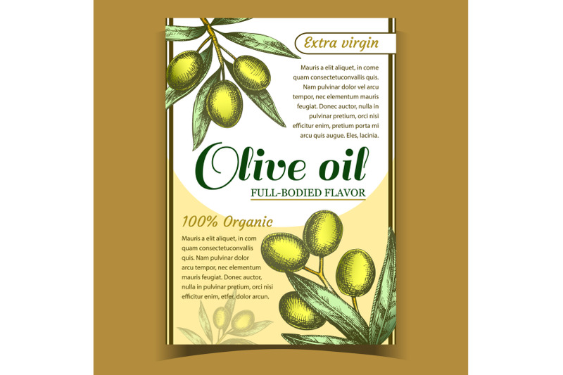 agricultural-fresh-olive-tree-branch-poster-vector