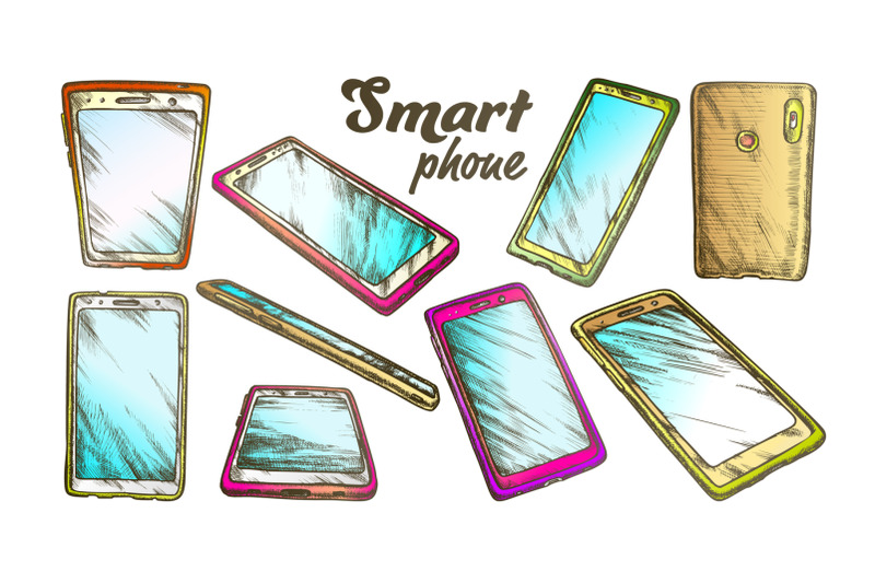 smartphone-technology-gadget-set-color-vector