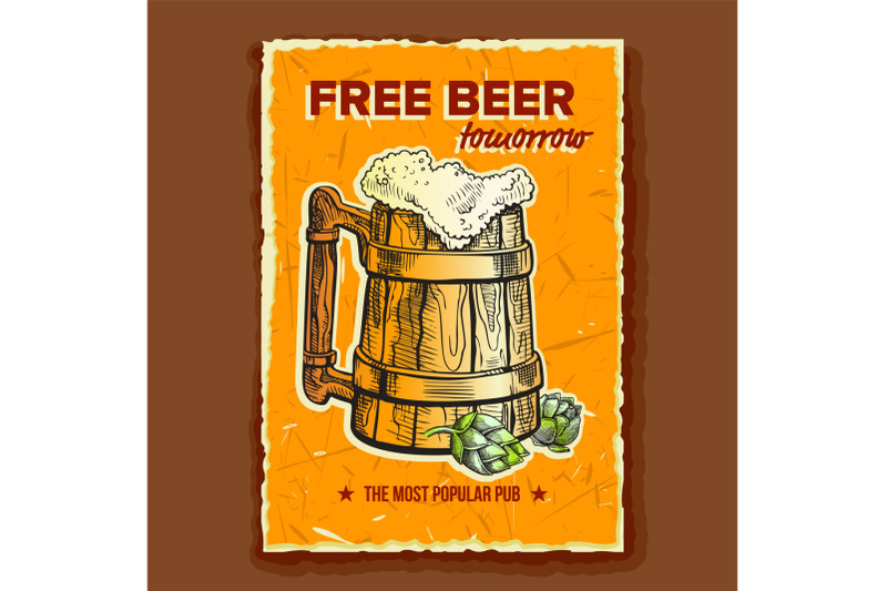 beer-wooden-cup-brewery-advertising-banner-vector