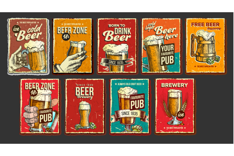 beer-collection-advertising-poster-set-vector