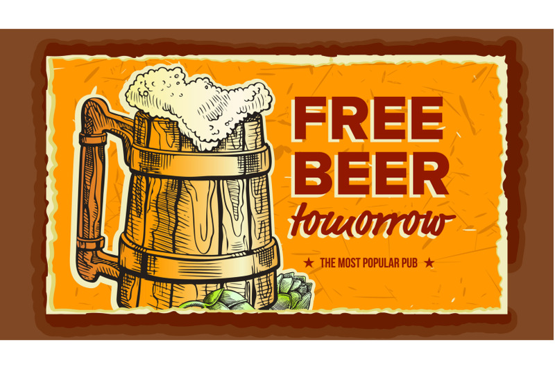 beer-wooden-cup-brewery-advertising-banner-vector