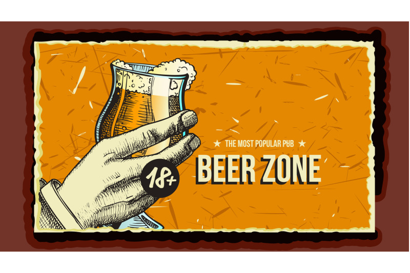 hand-holding-beer-glass-advertising-poster-vector