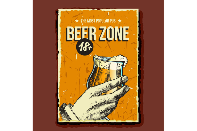 hand-holding-beer-glass-advertising-poster-vector