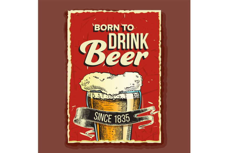 beer-glass-born-to-drink-advertising-poster-vector