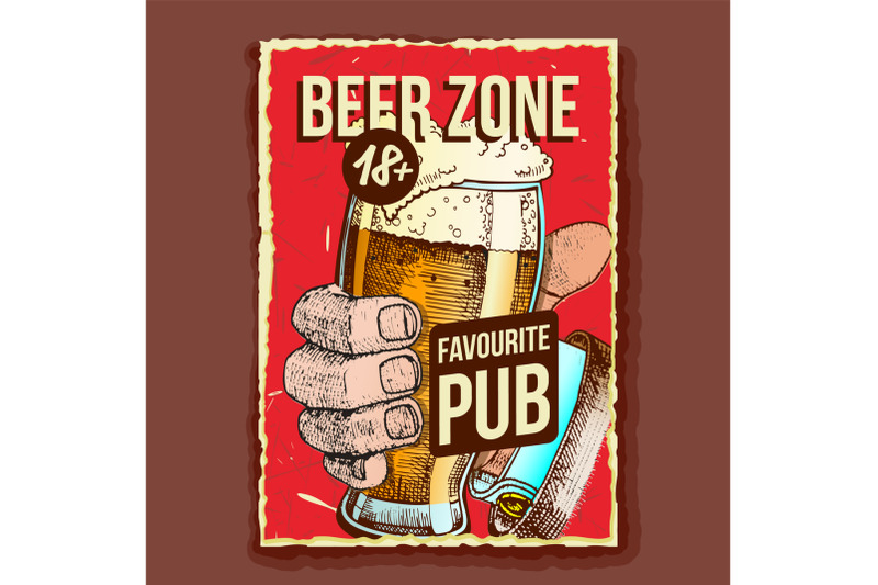 hand-holding-beer-glass-advertising-banner-vector