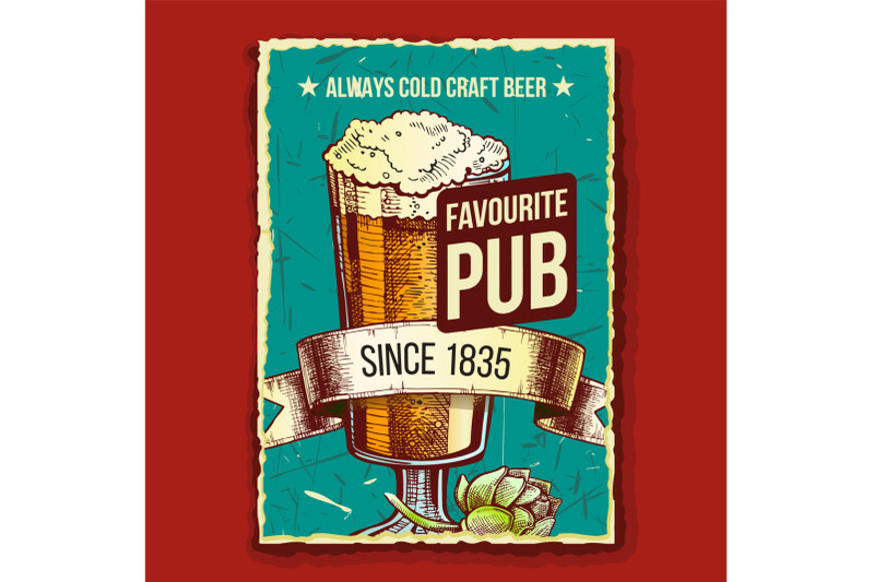 beer-glass-favorite-pub-advertising-poster-vector