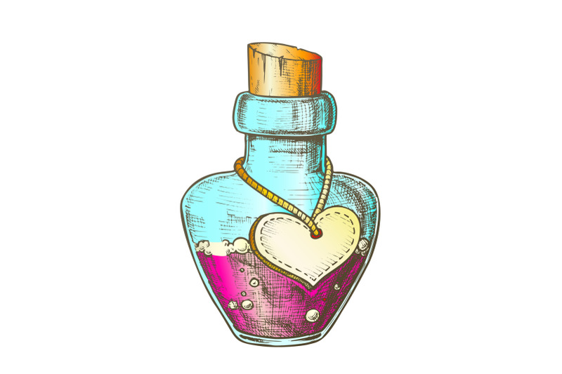 potion-bottle-with-blank-heart-form-color-label-vector