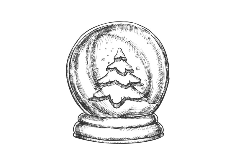 snow-globe-with-fir-tree-souvenir-vintage-vector