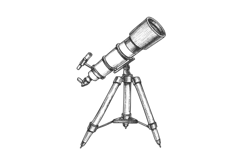 astronomer-equipment-telescope-monochrome-vector