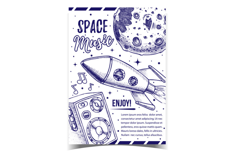 space-music-enjoy-sound-advertising-poster-vector