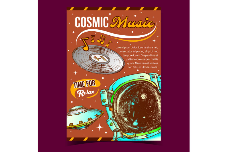 cosmic-music-relax-time-advertising-poster-vector