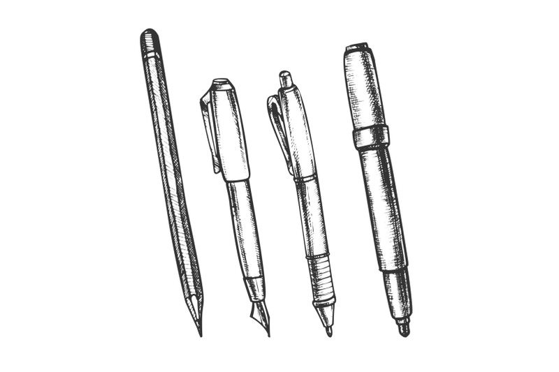 pen-pencil-and-felt-tip-marker-retro-set-vector
