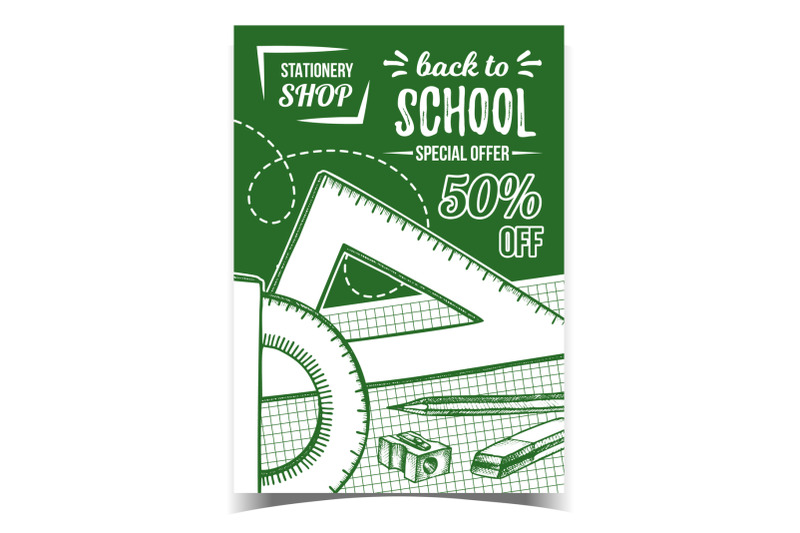 school-stationery-shop-advertising-banner-vector