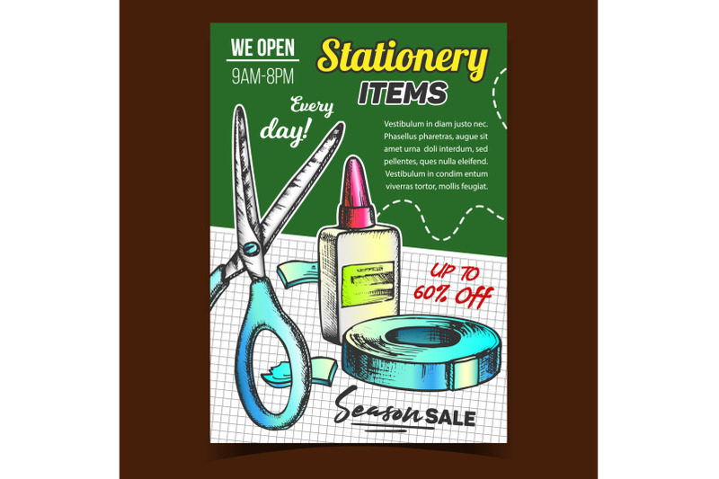 stationery-items-sale-advertising-banner-vector