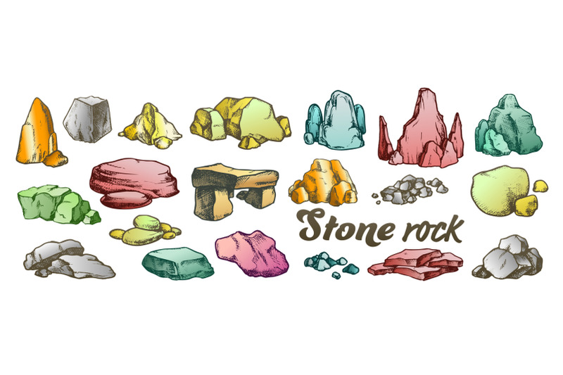 stone-rock-gravel-collection-color-set-vector