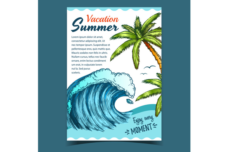 sea-wave-seaweed-and-palm-trees-banner-vector