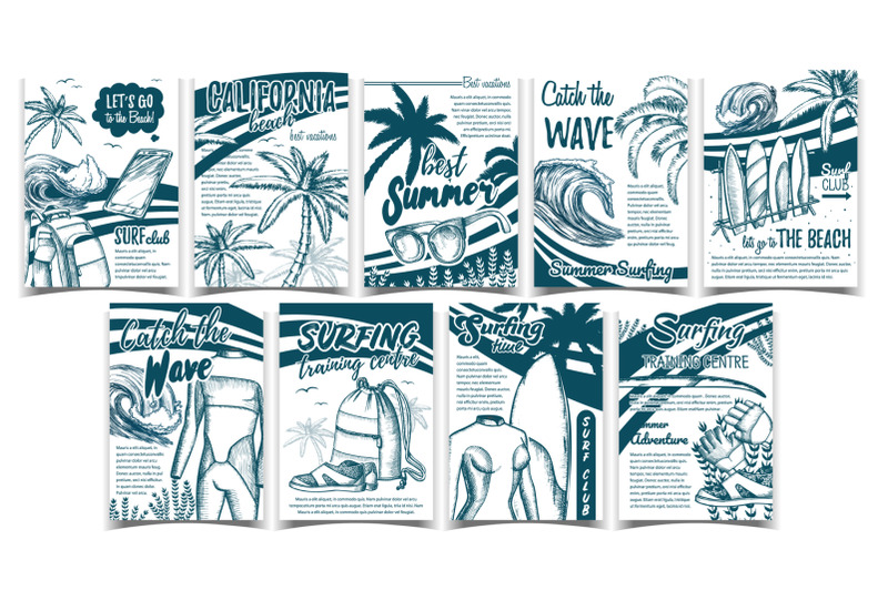 wetsuits-ocean-wave-and-seaweed-set-banner-vector