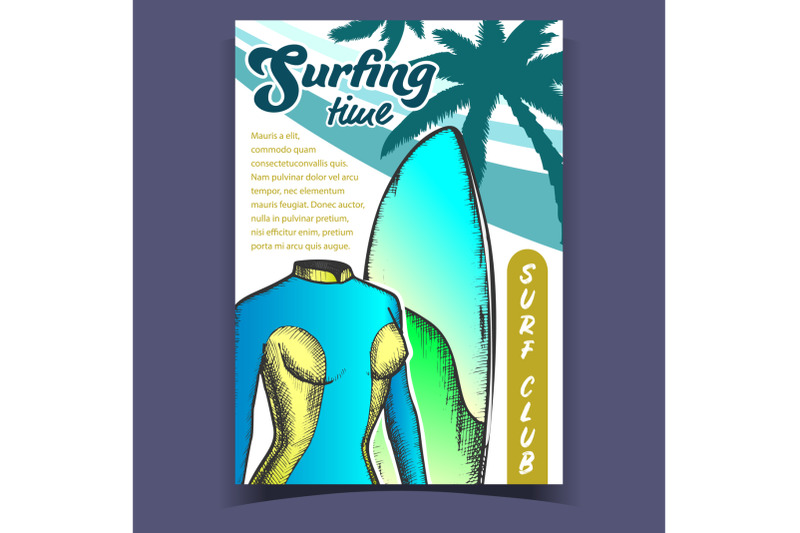 swimming-suit-for-woman-and-board-banner-vector