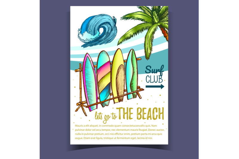 surfboards-sea-wave-and-palm-on-poster-vector