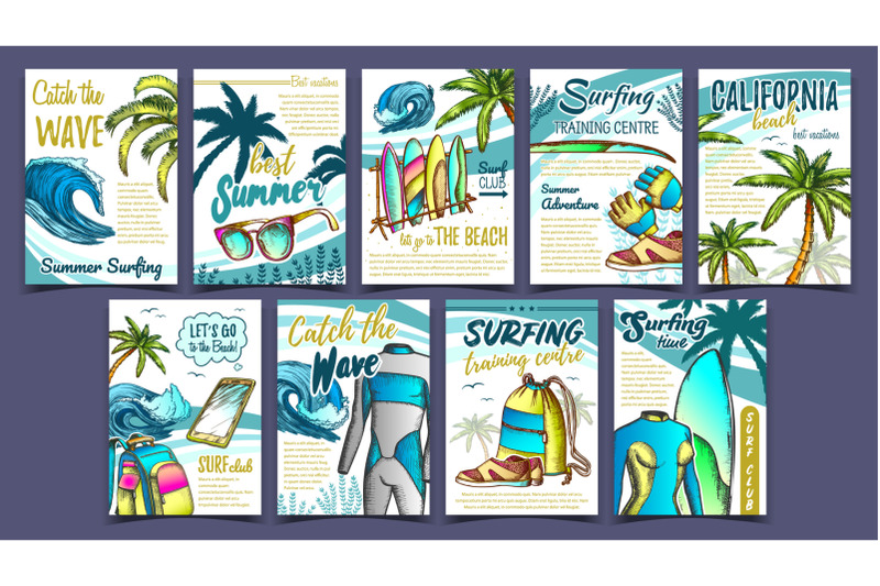 wetsuits-ocean-wave-and-seaweed-set-banner-vector