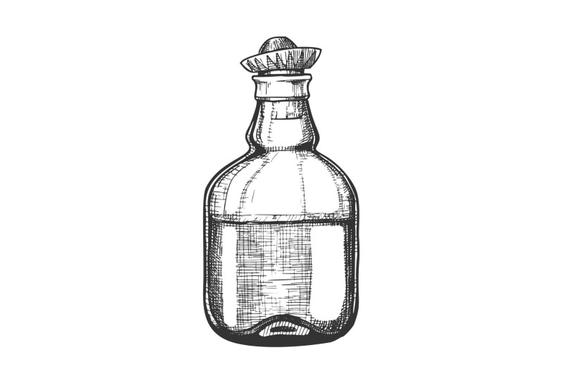 design-blank-tequila-bottle-mexican-hat-cap-vector