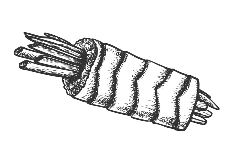 cooked-fish-and-vegetables-roll-monochrome-vector