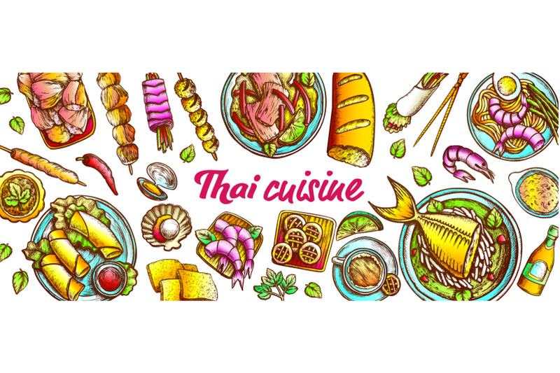 traditional-thailand-cuisine-set-vector