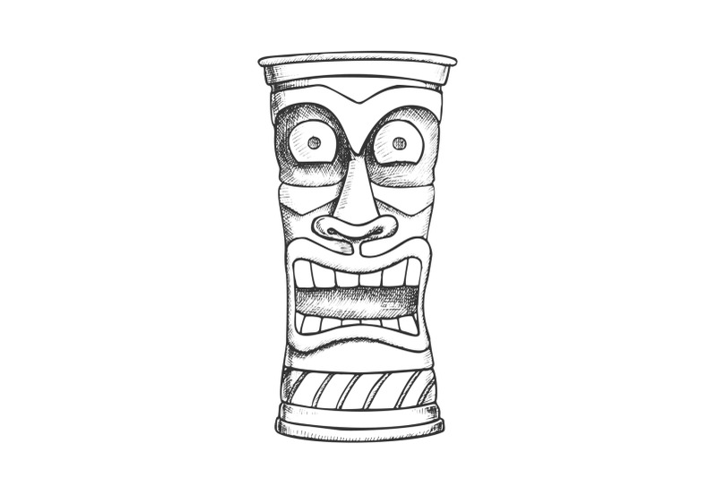 tiki-idol-carved-wood-crazy-laugh-totem-ink-vector