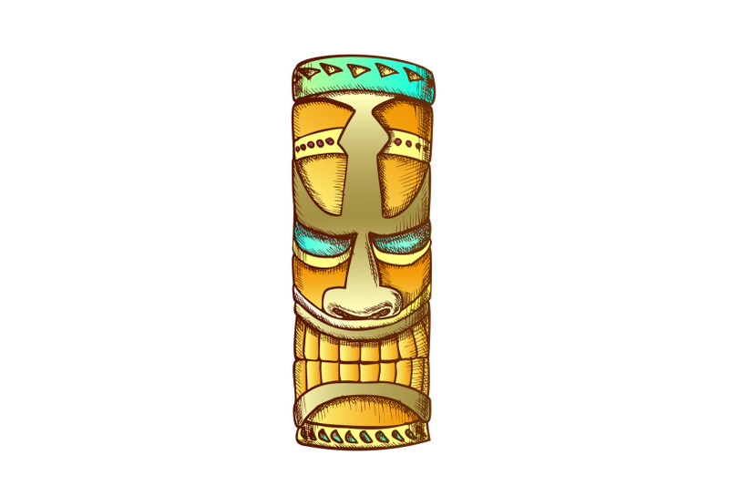 tiki-idol-hawaiian-wooden-statue-color-vector