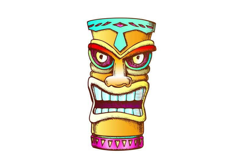 tiki-idol-carved-wood-statue-color-vector