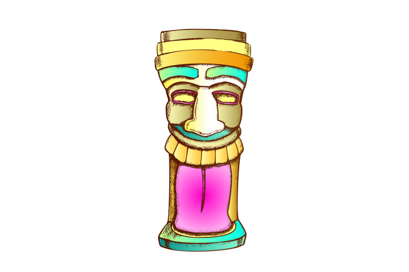 tiki-idol-carved-wood-totem-color-vector