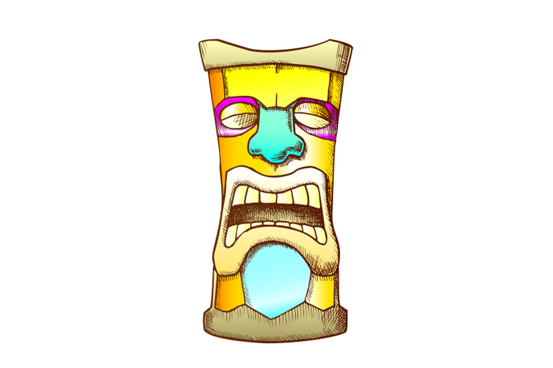 tiki-idol-carved-wooden-crying-totem-color-vector