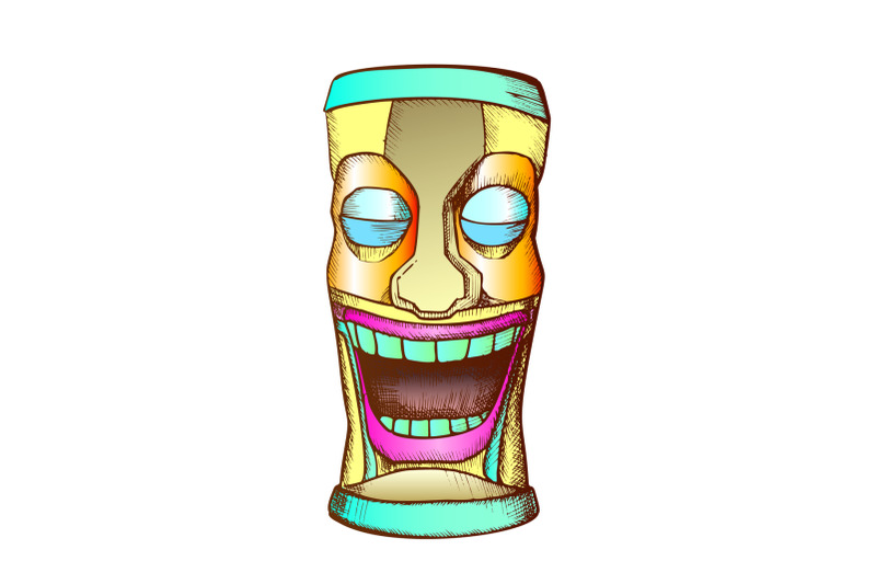 tiki-idol-carved-wooden-crying-totem-color-vector