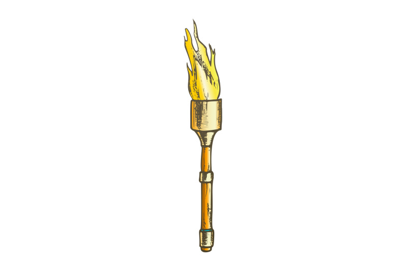 torch-light-stick-with-flame-color-vector