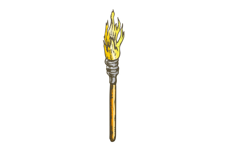 torch-decorative-wooden-stick-with-fire-color-vector