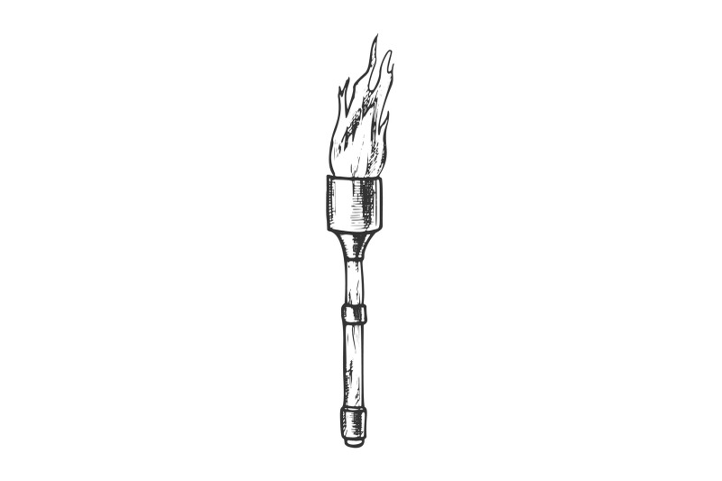 torch-light-stick-with-flame-monochrome-vector