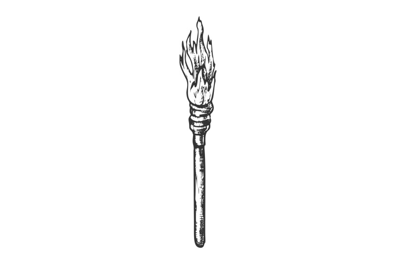 torch-decorative-wooden-stick-with-fire-ink-vector