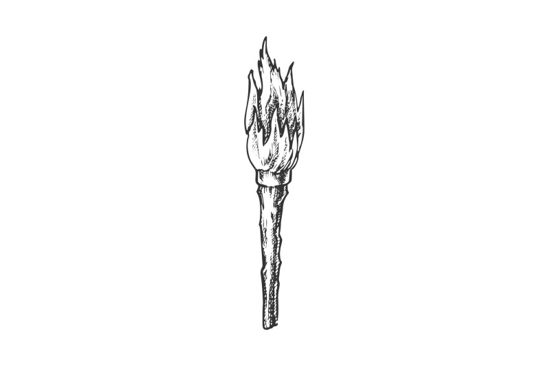 torch-handmade-old-wooden-burning-stick-ink-vector